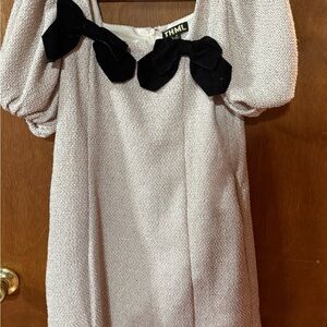 THML Textured Cream Dress with Black Accents